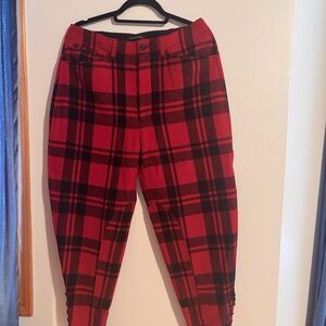 Red and Black Plaid Men's Pants